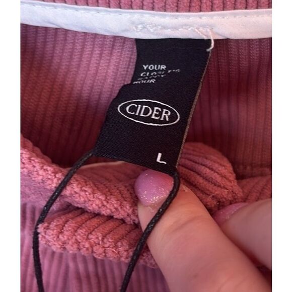 Cider Corduroy Pants Womens Size L Dusty Rose Flat Front Straight Leg Mauve NWT - Picture 6 of 6